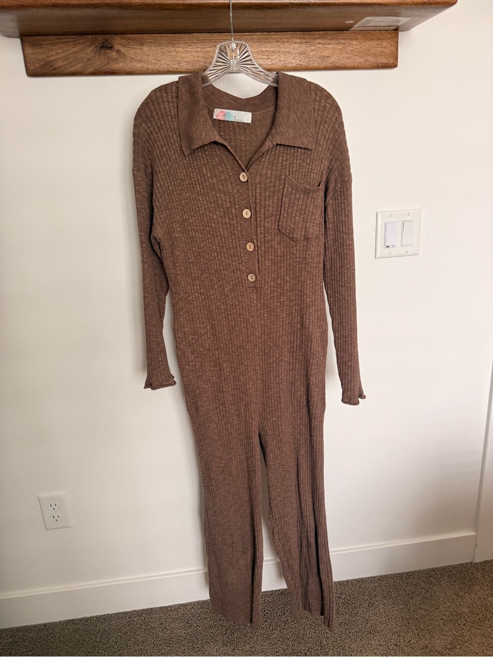 Free people Brown Button-Front Jumpsuit